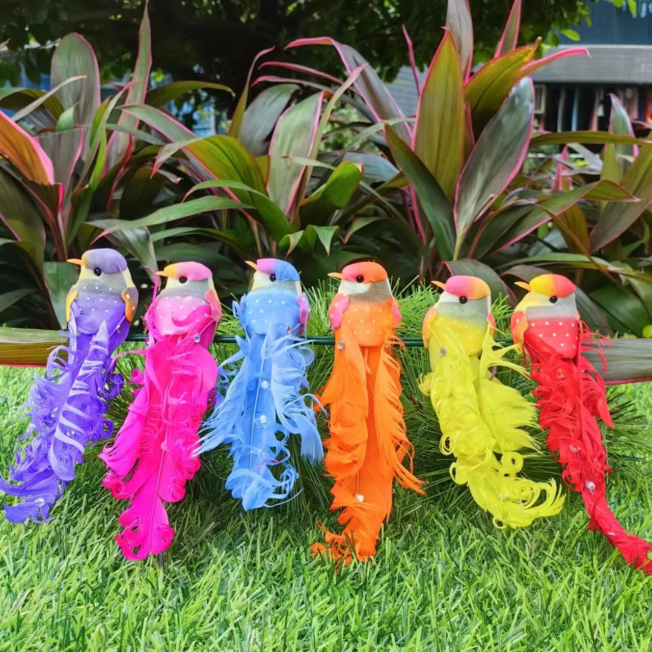 Simulated Foam Feather Small Bird Model Garden Courtyard Creative Scene Kindergarten Decoration Fantail Bird Clip Type