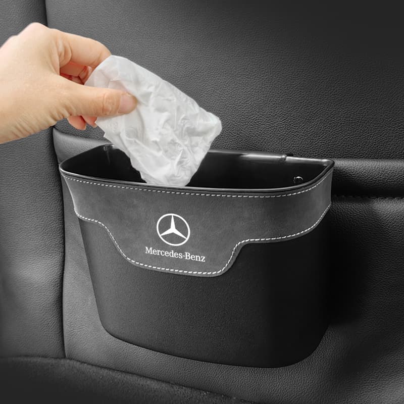 Suede Mercedes Car Trash Can Interior Storage Bag Trash Bag for C Class E A Class B CLA GLA GLB
