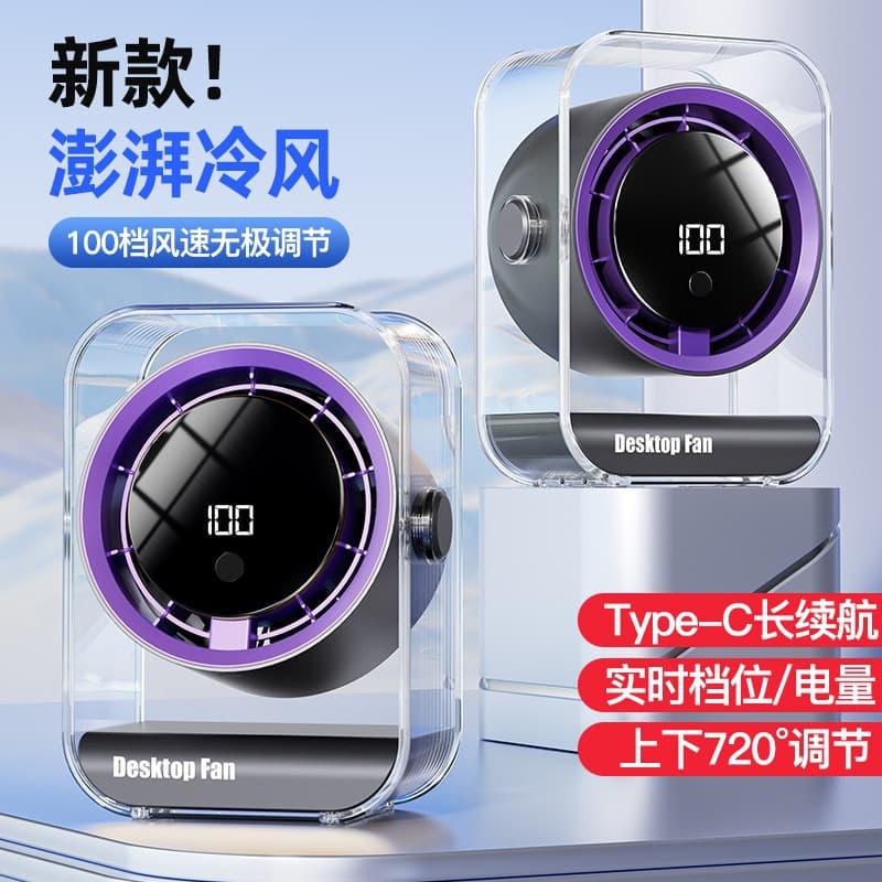 New Cross-Border Circulating Fan Household Kitchen Rechargeable Silent Desktop Turbo Small Fan Wall-Mounted Fan