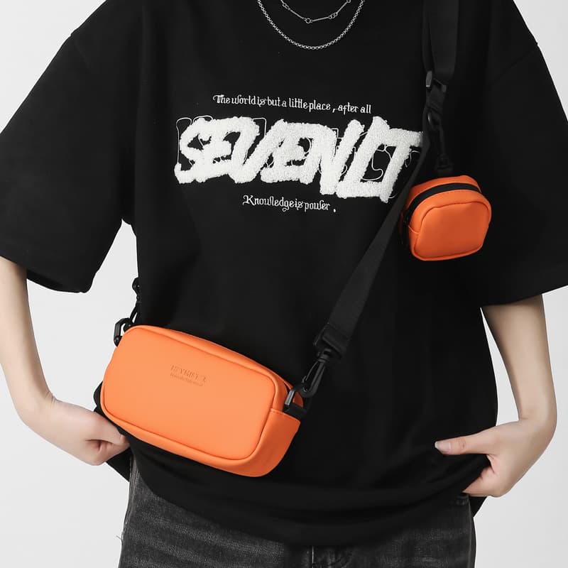 Crossbody Bag Men's Ins Fashion Brand Summer New PU Shoulder Bag Japanese Casual All-Match Simple Phone Small Backpack Women