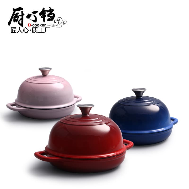 Cast Iron Enameled Bread Pan for Sourdough Baking, Shallow Pot, Stew Pot, Braising Pot, Oven-Safe