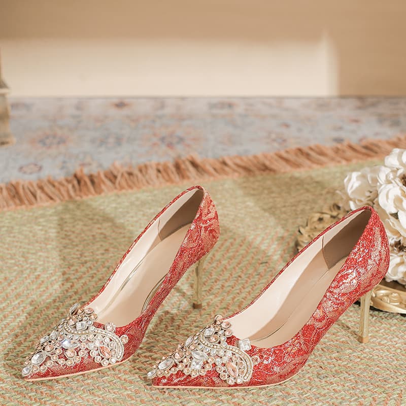2026 Autumn New Red Wedding Banquet Chinese Embroidery Bridal Shoes French Banquet Bridal Shoes Xiuhu Wedding Shoes Women