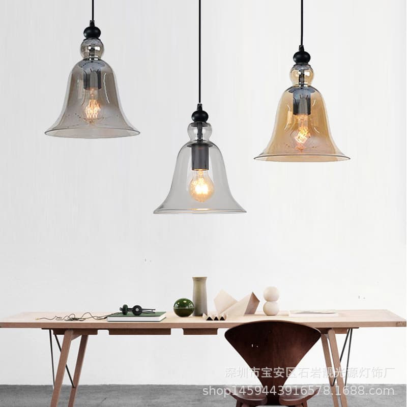 Modern Minimalist Loft Pendant Light for Living Room, Dining Room, Bar, Clothing Store Decorative Lighting, Bell Glass Pendant Lamp