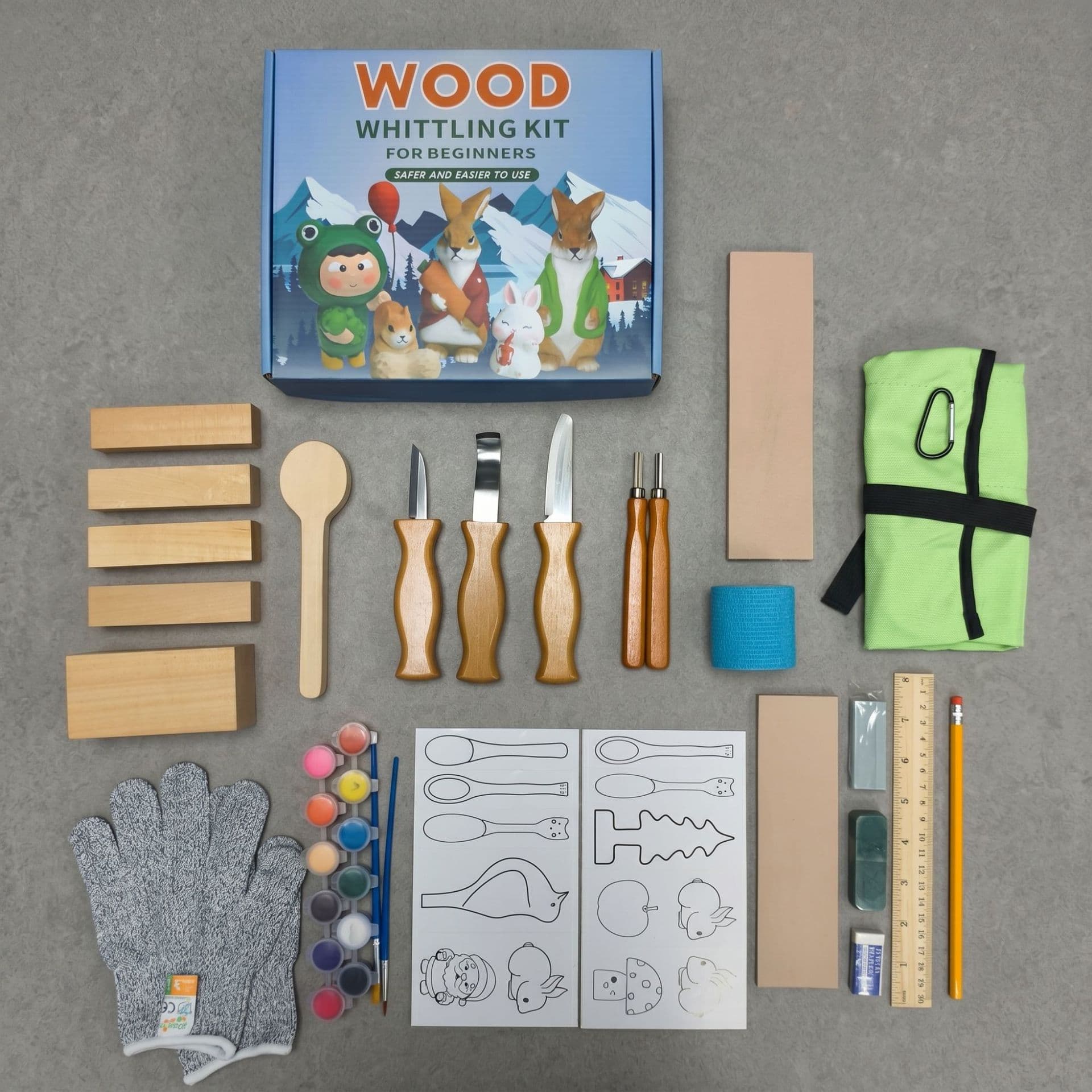 Children's Wood Carving Tools Carving Knife Beech Wood Set Beginner DIY Carving Set Wood Carving Knife Woodworking Carving Knife Set