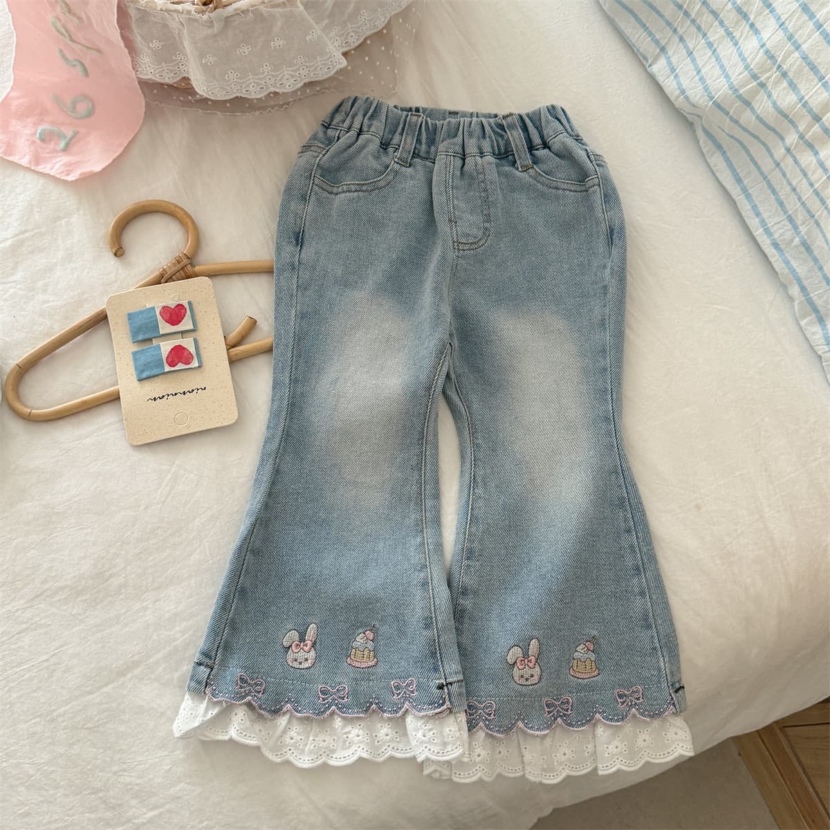 Girls Jeans, Spring 2026 New Baby Casual Pants, Spring/Autumn Kids Super Cute Princess Flared Pants