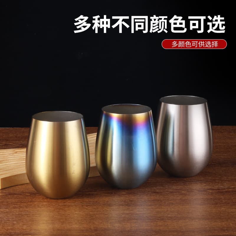 Cross-border Amazon eggshell cup, 304 stainless steel U-shaped big-belly cup, creative wine glass, iridescent gold finish, manufacturer wholesale