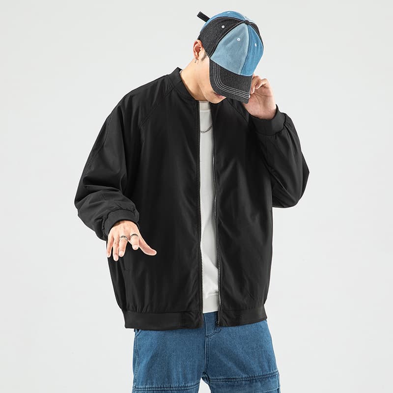 Autumn Winter Casual Bomber Jacket Men's Baseball Jacket Japanese Simple Solid Color Windbreaker INS Versatile Cardigan