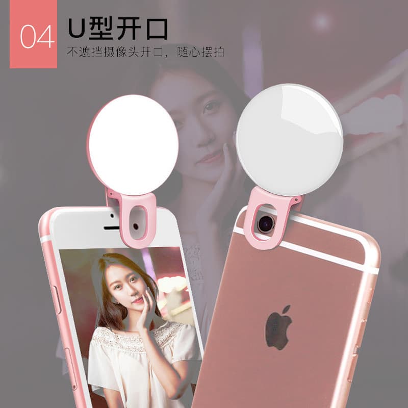 Warm and Cool Light Phone Fill Light, Beauty Live Stream Round SF02 Rechargeable LED Photography Light