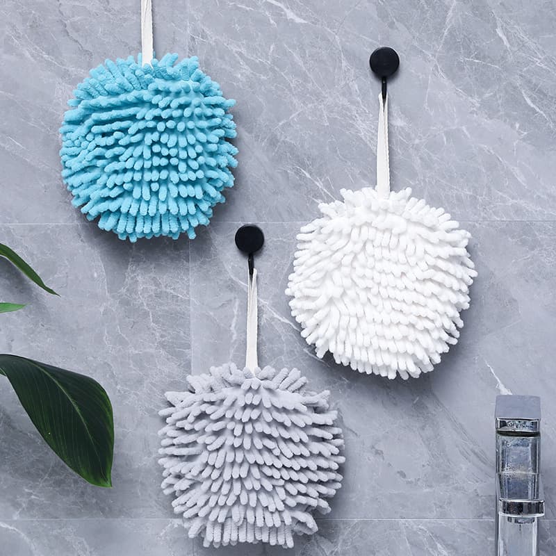 Japanese Chenille Hand Drying Balls, Thick Hanging Hand Towels for Kitchen and Bathroom, Quick-Drying Cute Cleaning Cloths