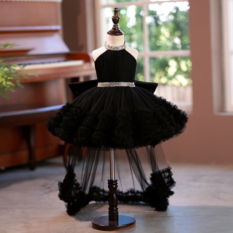 Girls evening dress high-end light luxury niche princess dress children's host catwalk piano performance costume summer