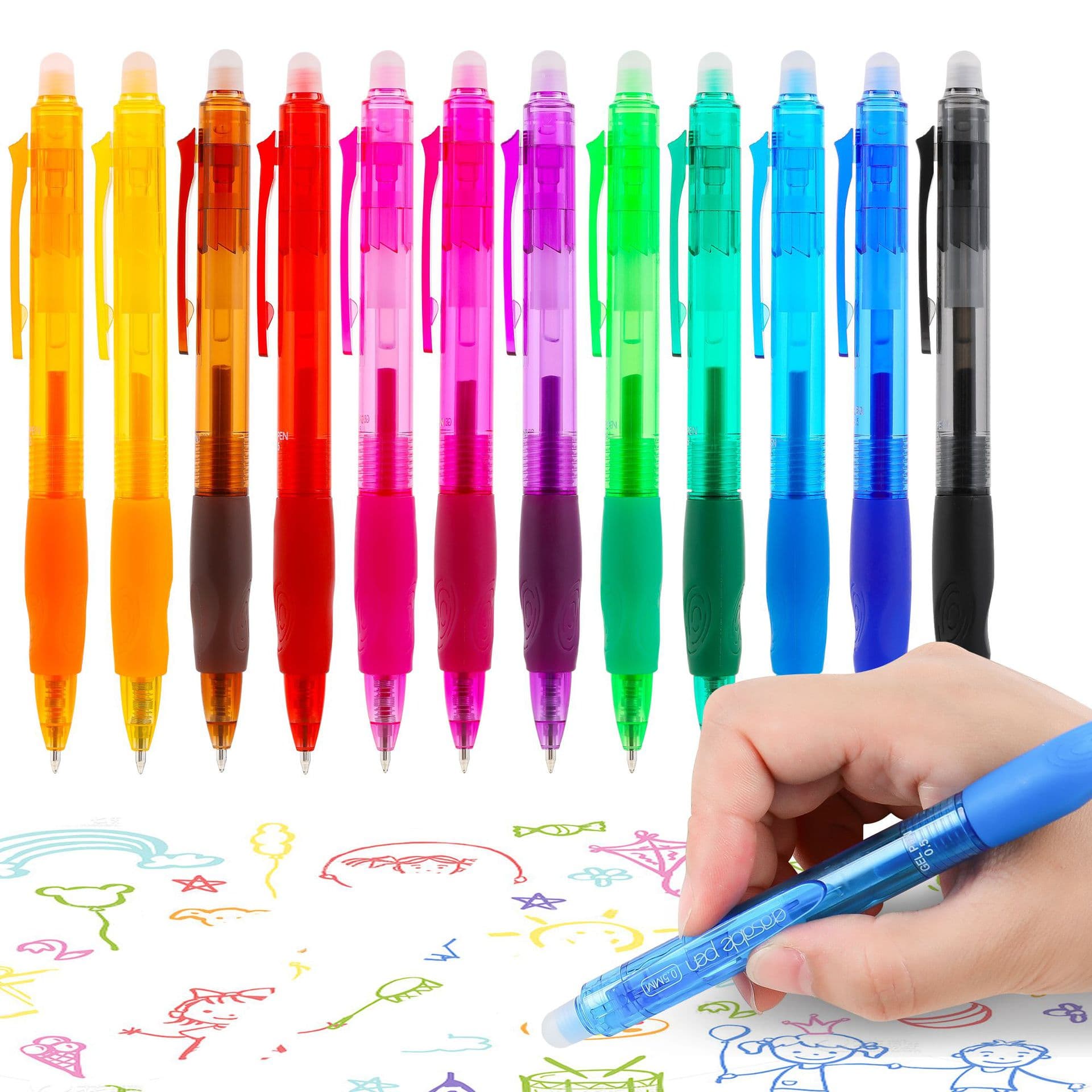 Amazon Press-Type Erasable Gel Pen Colorful Frixion Heat Erasable Retractable Water-Based Pen Cross-Border Writing Stationery