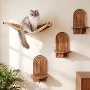Wooden Cat Climbing Frame Wall Mounted Cat Hammock Cat Toy Cat Jump Board Perch Wall Climbing Shelf