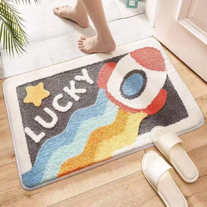 Amazon Cartoon Imitation Cashmere Bathroom Water-Absorbent Non-Slip Mat, Home Bedroom Bedside Rug, Bathroom Floor Mat