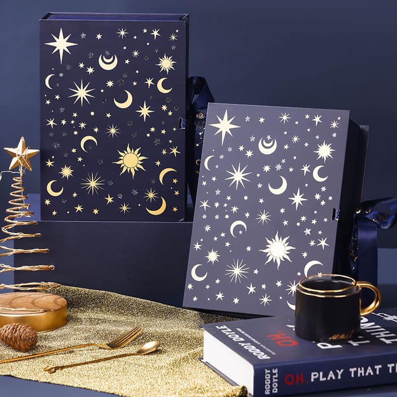Blue Birthday Valentine's Day Gift Packaging Box Gift Box Empty Gift Box Premium Light Luxury Flip-Top Book Box Starry Sky