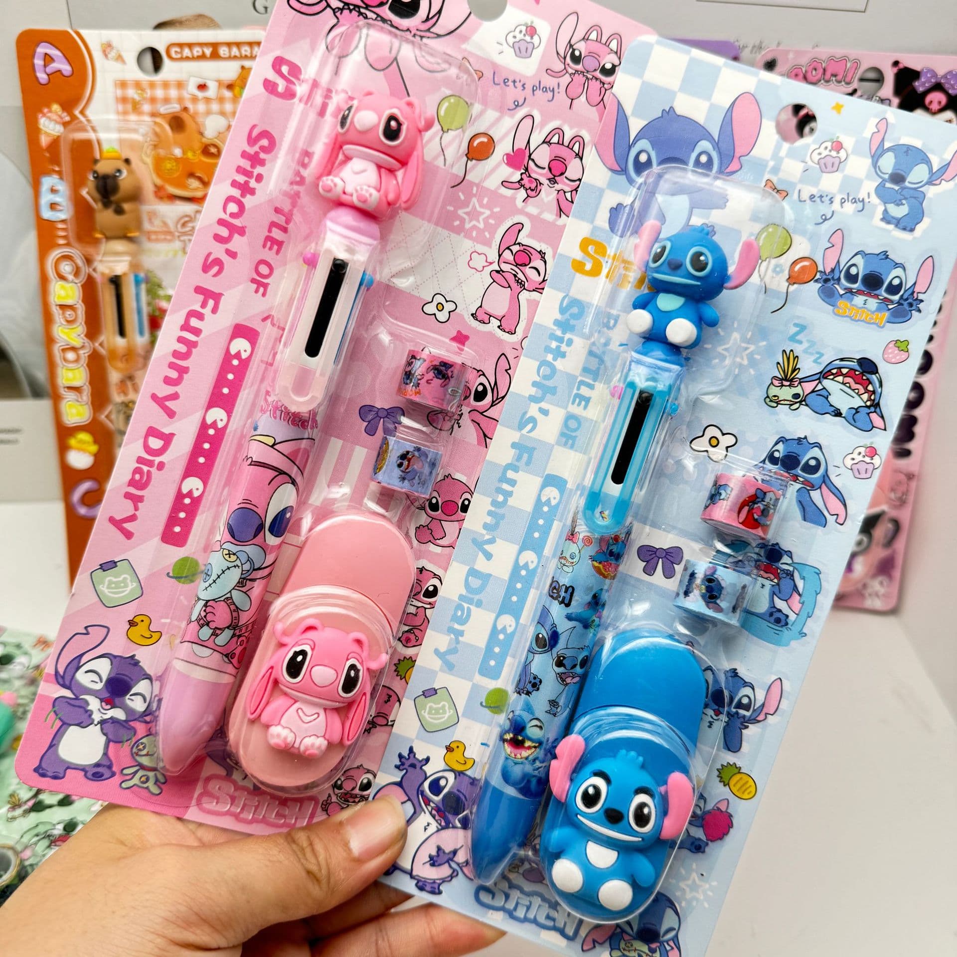 Foreign Trade Cartoon Cute Multi-Color Pens + Correction Tape + Cartoon Tape Combination Set Student Planner Stationery Set