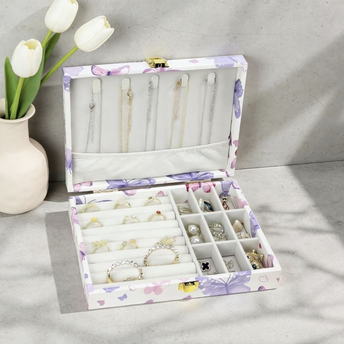New Leather Jewelry Storage Box for Earrings, Rings, Necklaces - Gift Box for Cross-border