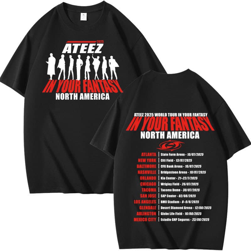 2025 Independent Site ATEEZ Album Merchandise Set Printed Summer Short Sleeve T-Shirt Pure Cotton Loose Fit Wholesale