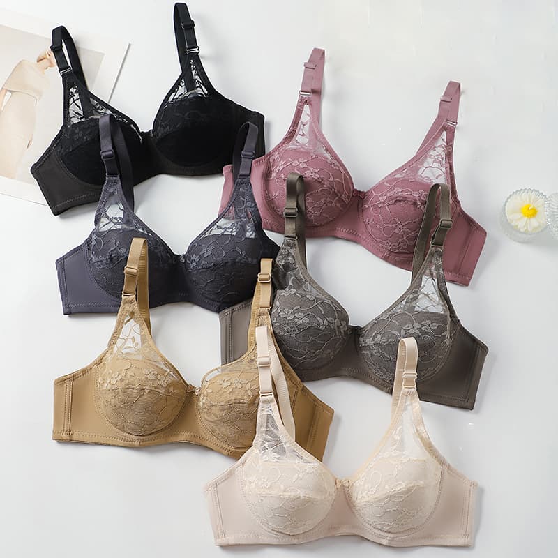 European and American lace large size underwear gathering uplift with underwire side support shaping bra 9915