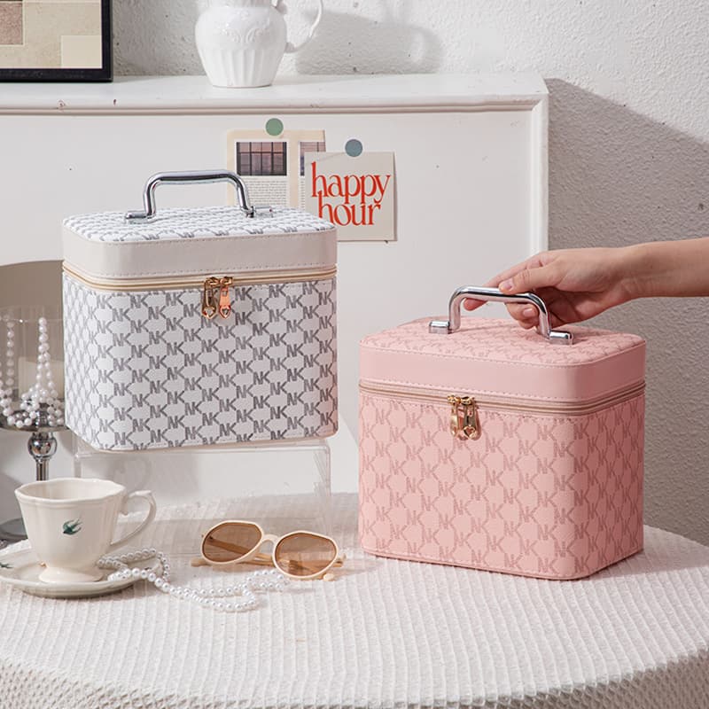 Souvenir Makeup Case PU Leather Waterproof Large Capacity Skincare Storage Box Travel Handheld Lightweight Suitcase