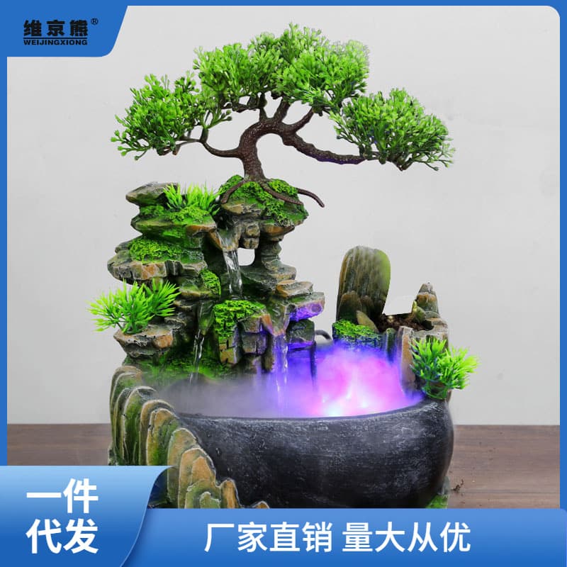 Creative Gift Mini Rockery Water Fountain Desktop Decoration Humidifier Office Craft Ornament
