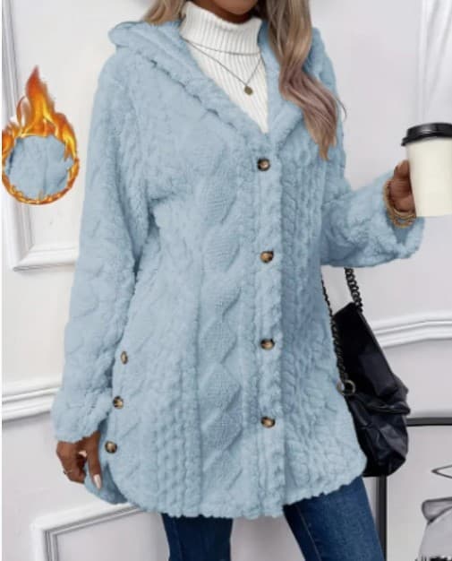 2025 Fall/Winter Amazon Independent Station European and American Women's Hooded Double-Sided Fleece Cardigan Long-Sleeve Casual Warm Coat