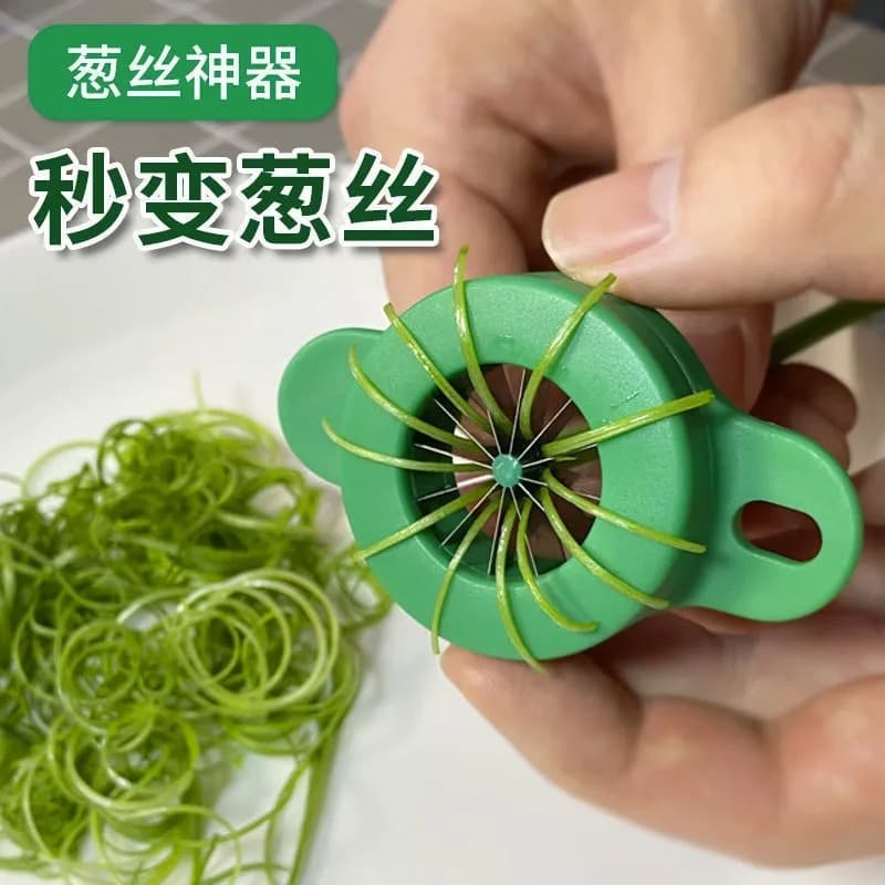 Green Onion Slicer Tool for Fine Shreds, Stainless Steel Shredder, Kitchen Gadget, Multi-Function Vegetable Cutter