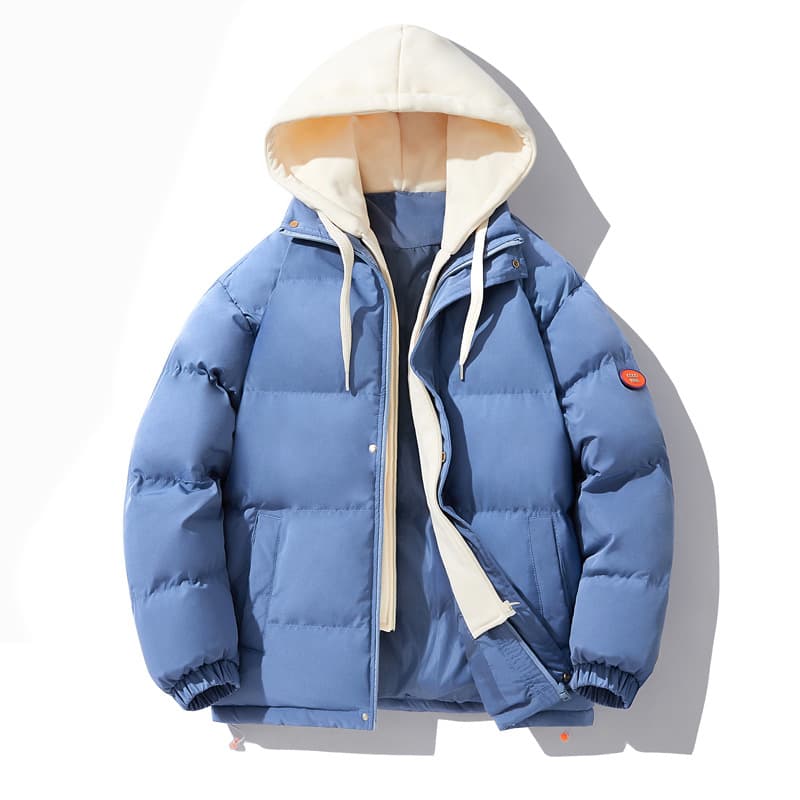 2026 winter popular cotton coat men's thickened cotton coat women's hooded couple style bread coat simple color matching to keep warm