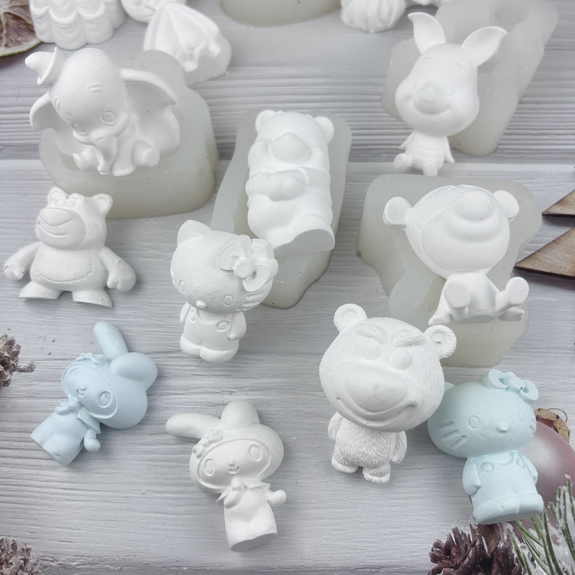 Cartoon 2D Tigger, Winnie the Pooh, 3D Piglet, Elephant Silicone Mold for DIY Soap, Aromatherapy Candle Mold