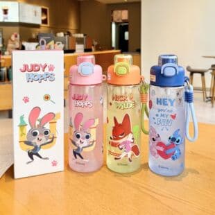 Zootopia Spray Water Bottle Stitch Kids Straw Cup Summer Large Capacity Heat-Resistant Tritan Water Bottle