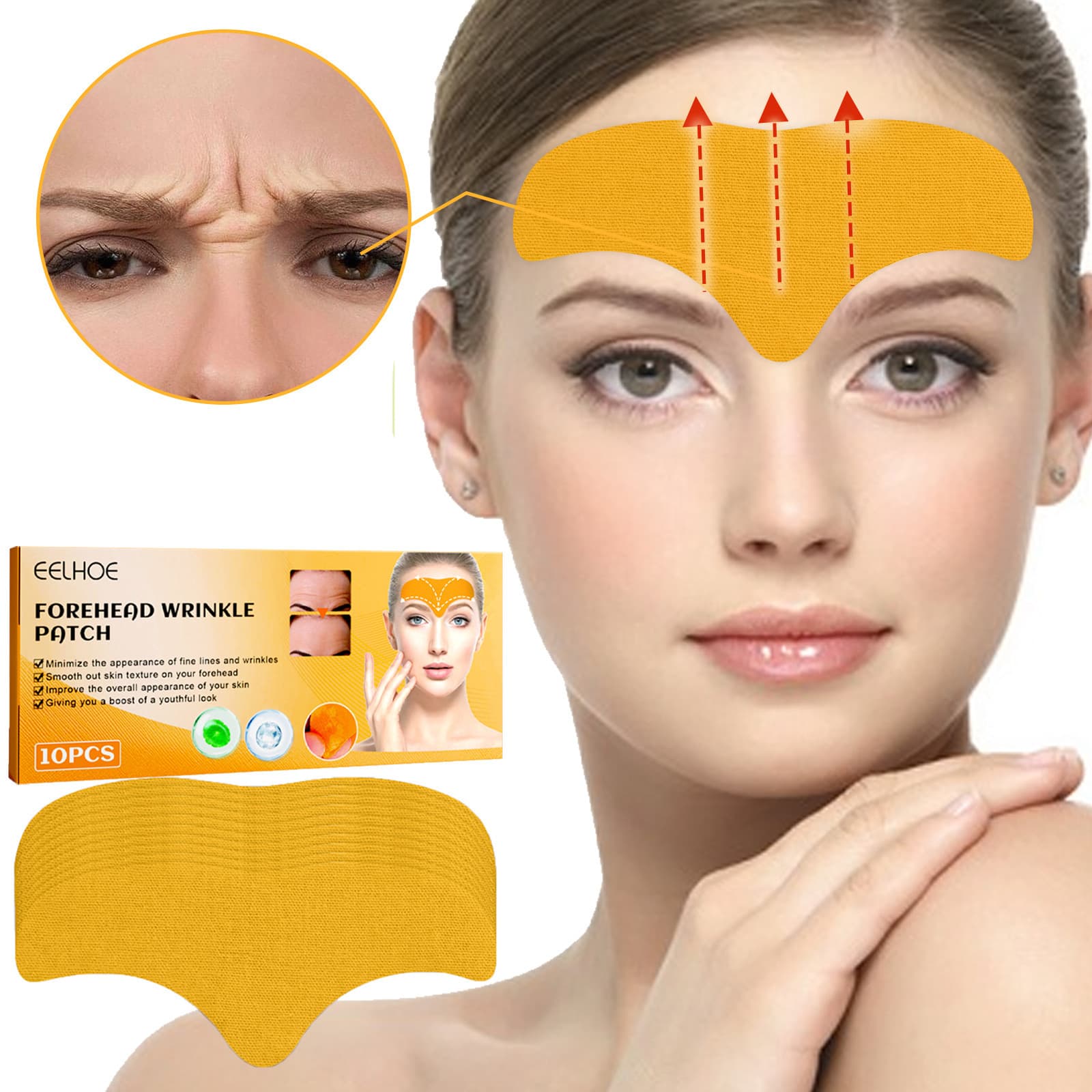 EELHOE Orange Forehead Patch Gentle Smooth Care Fresh Comfortable Delicate Hydrating Forehead Facial Skin Patch