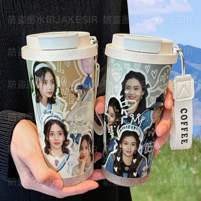 Yan Angelababy Yang Ying Merch Thermos Cup 316 Stainless Steel Large Capacity Straw Water Bottle Car Coffee Cup