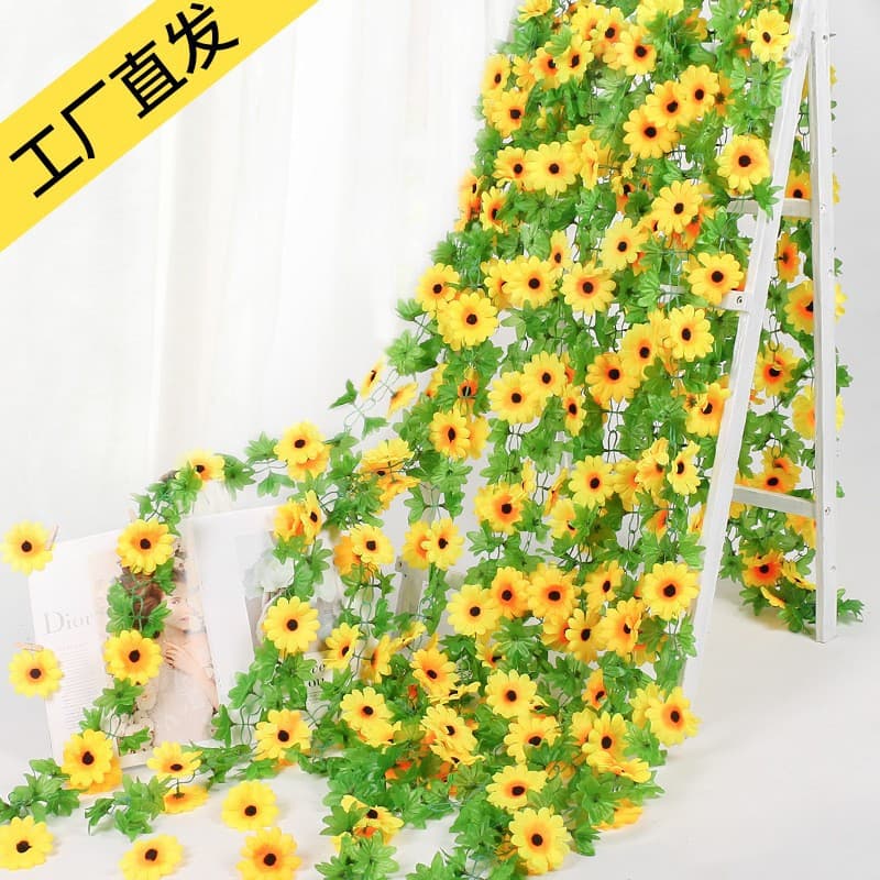 Artificial Sunflower Vine Sunflower Flower Vine Fake Flower Decoration Living Room Balcony Decoration Pipe Decoration Indoor