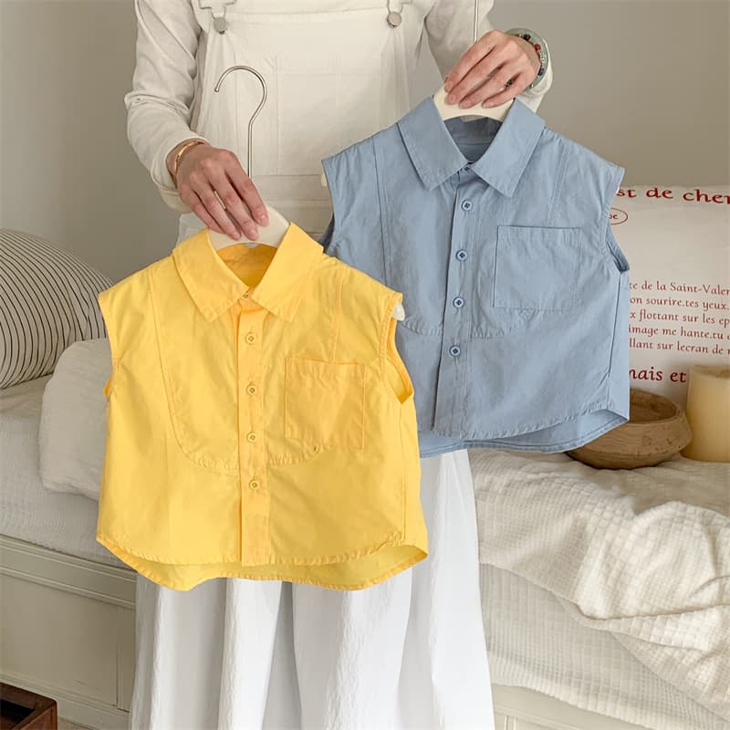 Boys Shirt 2026 Jimmy Carter New Baby Shirt Simple Solid Color Versatile Sleeveless Top for Little Boys
