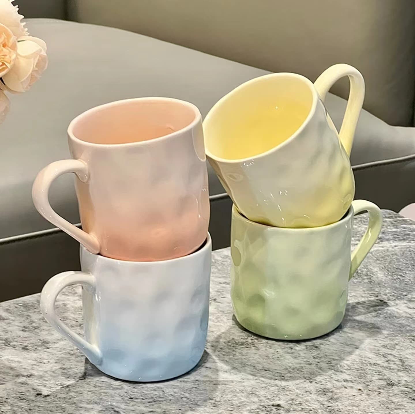 Free shipping cup set gradient mug household girls drinking cup design ceramic cup couple cup set gift