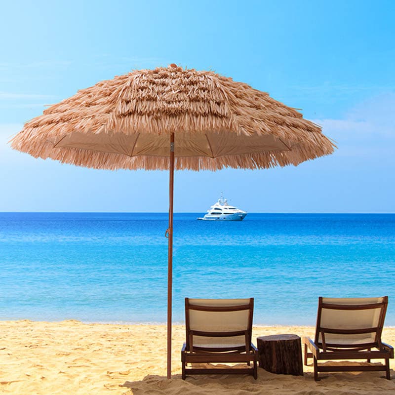 Outdoor Artificial Straw Umbrella, Courtyard Umbrella, Sun and Rain Protection, Beach Umbrella, Large Sunshade for Camping