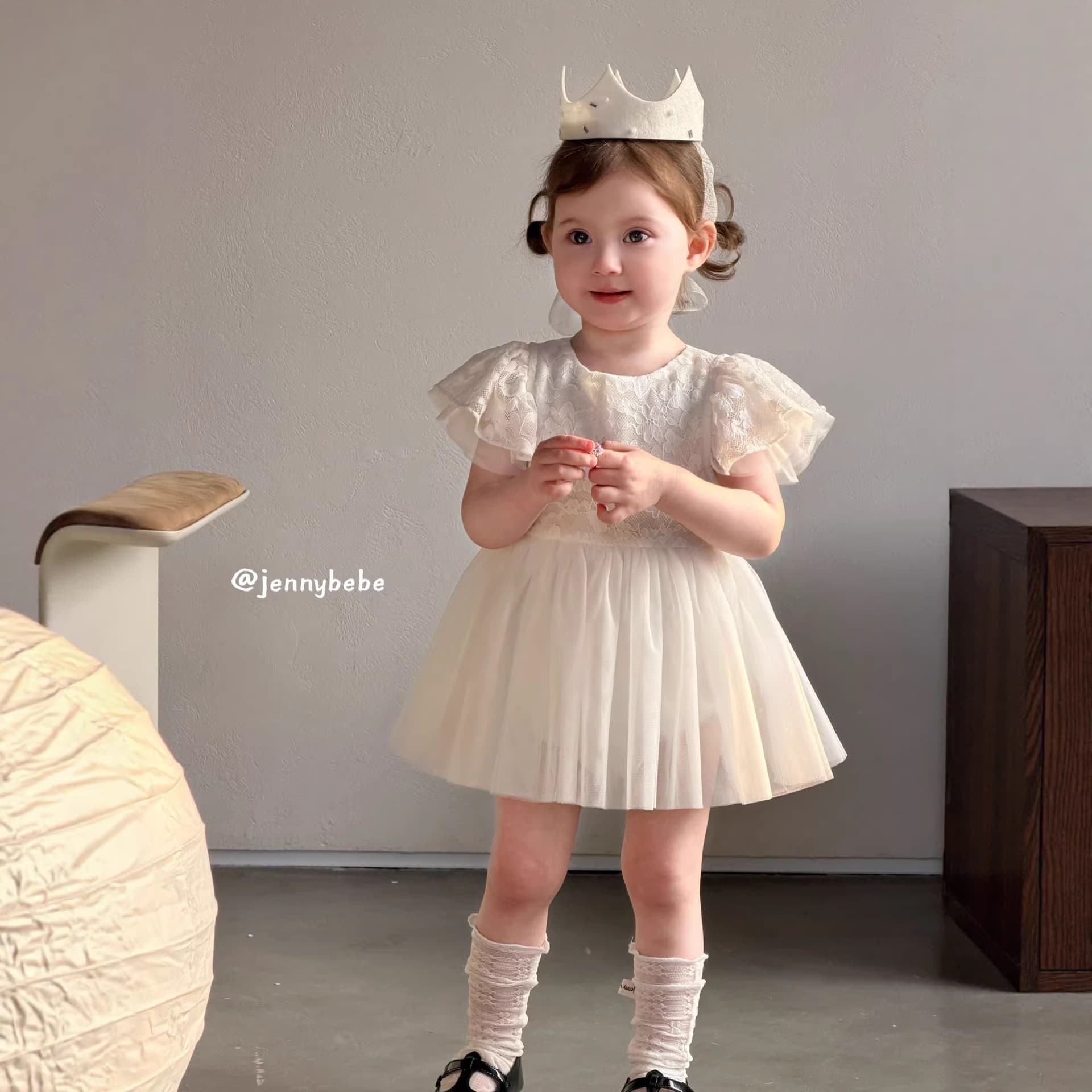 Jennybebe Baby Princess Dress for Girls, 100-Day Celebration & First Birthday Party Gown, French Tulle Tutu Dress
