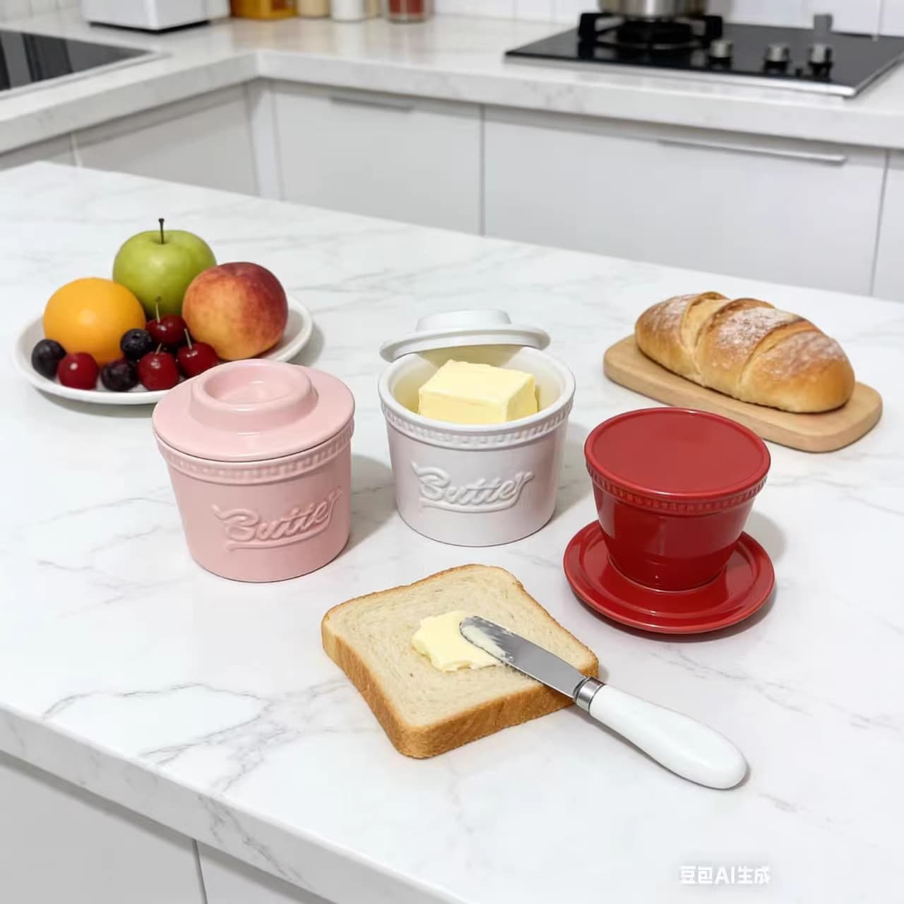 Cross-border Amazon Butter Dish Ceramic Butter Box Butter Cup Butter Jar Kitchen Cheese Storage Jar