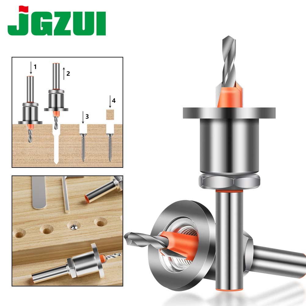 Countersink Drill Bit with Stopper, Carbide Tip Tapered Hole Drill for Woodworking, Step Drill Bit for Screw Installation, Wood Hole Drilling