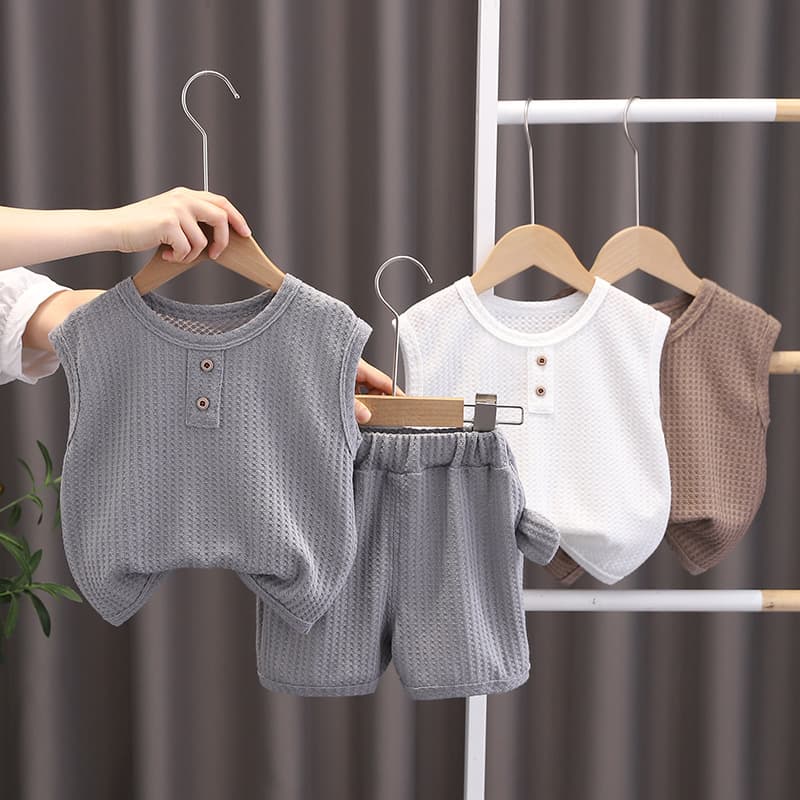 Foreign Trade Children's Clothing 2023 Summer New Boys Sleeveless Comfortable Set Casual Sports Toddler Trendy Outfit Two-Piece Set