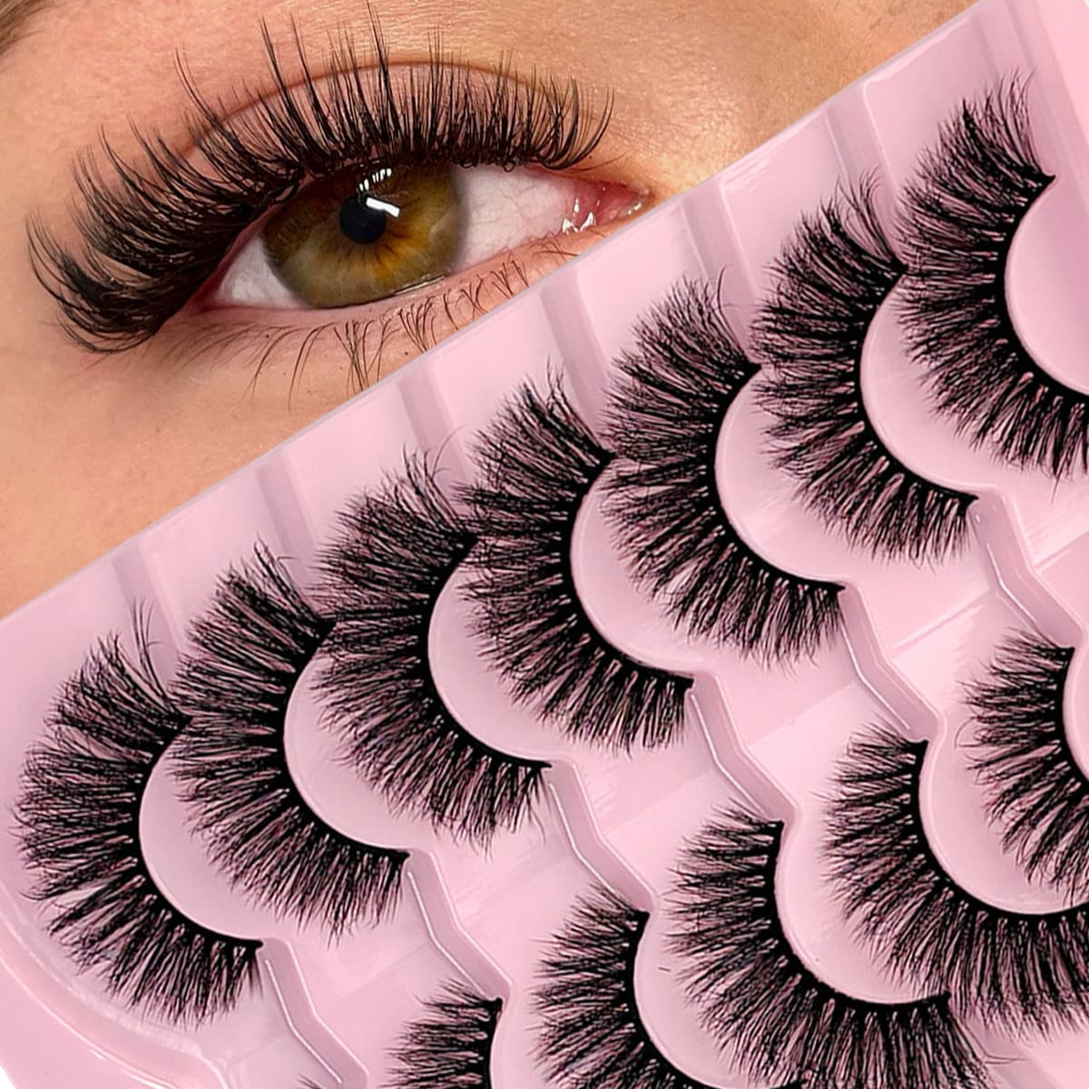 Cross-border eyelashes hot product TEMU Xiyin European and American thick style 5D false eyelashes seven pairs of one-piece false eyelashes wholesale