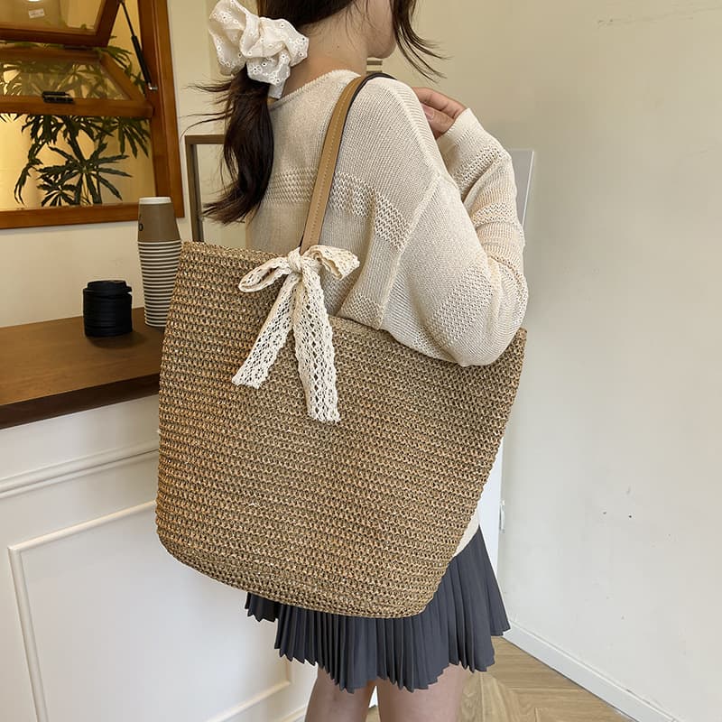 2025 Summer Bohemian Handmade Straw Bag Casual Shoulder Woven Bag Seaside Vacation Beach Bag Tote Bag