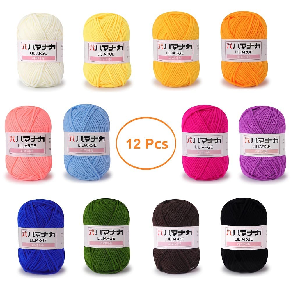 Cross-Border 4-Ply Milk Cotton 12 Skeins Yarn Doll Yarn Hand Knitting Tool Ball Winder Pompom Maker Kit