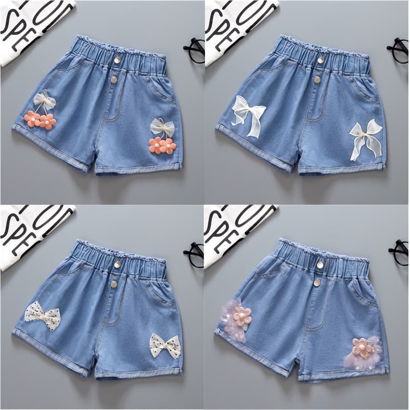 Girls' Summer Denim Shorts New Thin Mid-Large Children Fashionable Cute Casual Thin Shorts