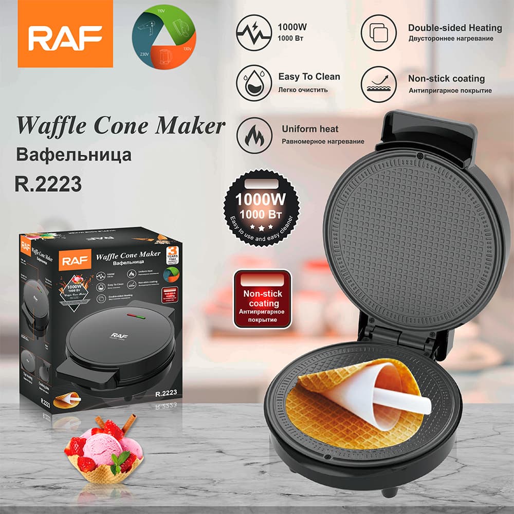 RAF Cross-border Home Breakfast Egg Roll Machine Ice Cream Cone Machine Electric Griddle Crepe Maker Ice Cream Skin Spring Roll