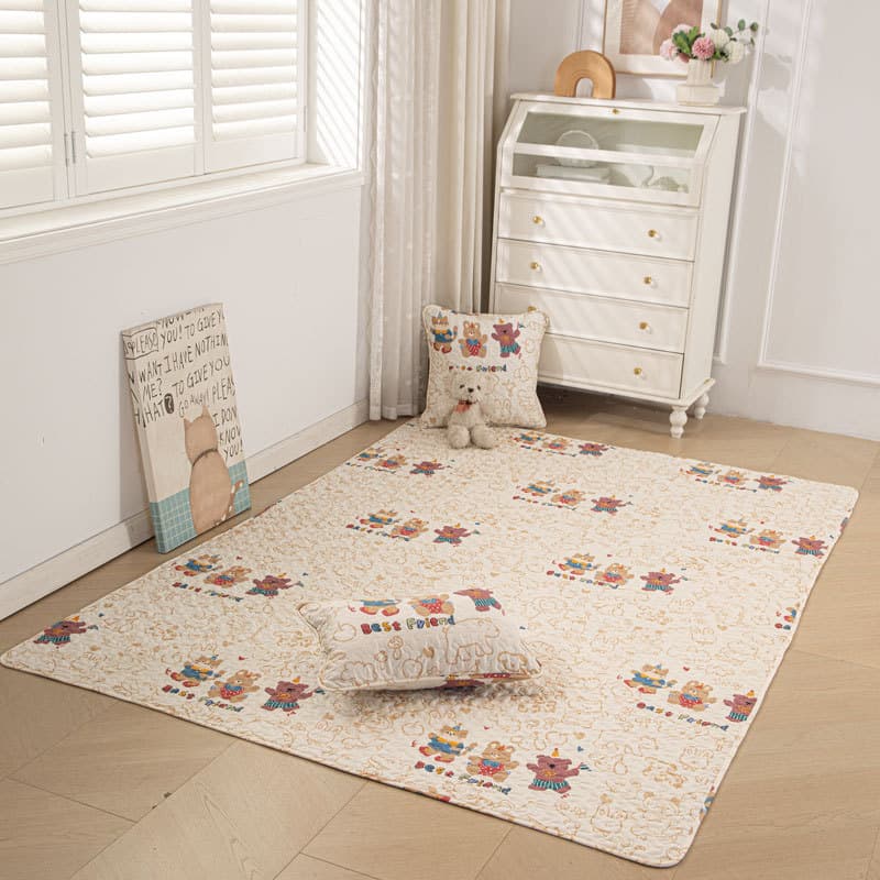 Cotton Quilted Play Mat for Kids, Children's Cartoon Crawling Mat, Tent Carpet, Tatami Mat for Bedroom