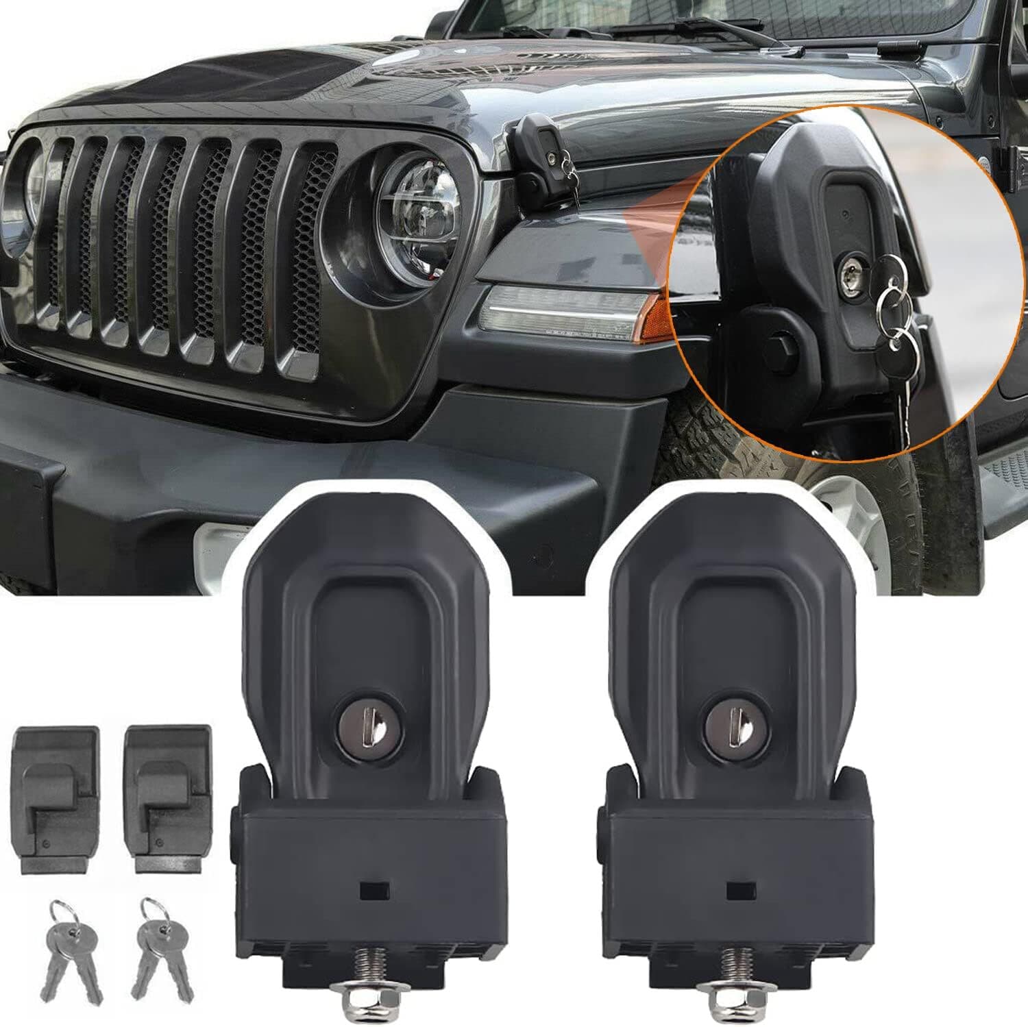 Cross-border compatible with 18-24 JEEP Wrangler Hood Lock Hood Latch Key JL Wrangler Engine Hood Lock