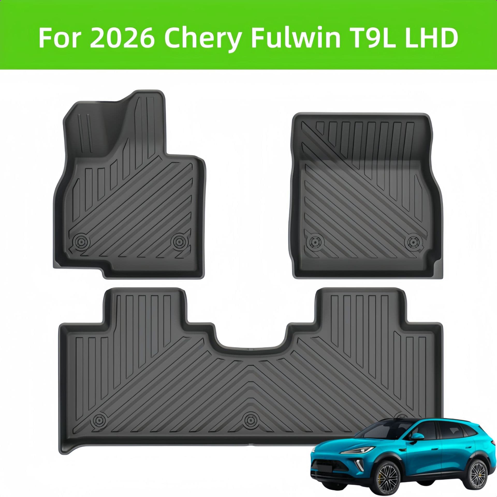 For 2026 Chery Fulwin T9L TPE Car Floor Mat/Rear Trunk Mat