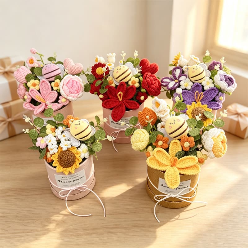 Practical gifts for teachers' graduation on Teacher's Day, birthday girl's best friend's handmade knitted woolen bouquet