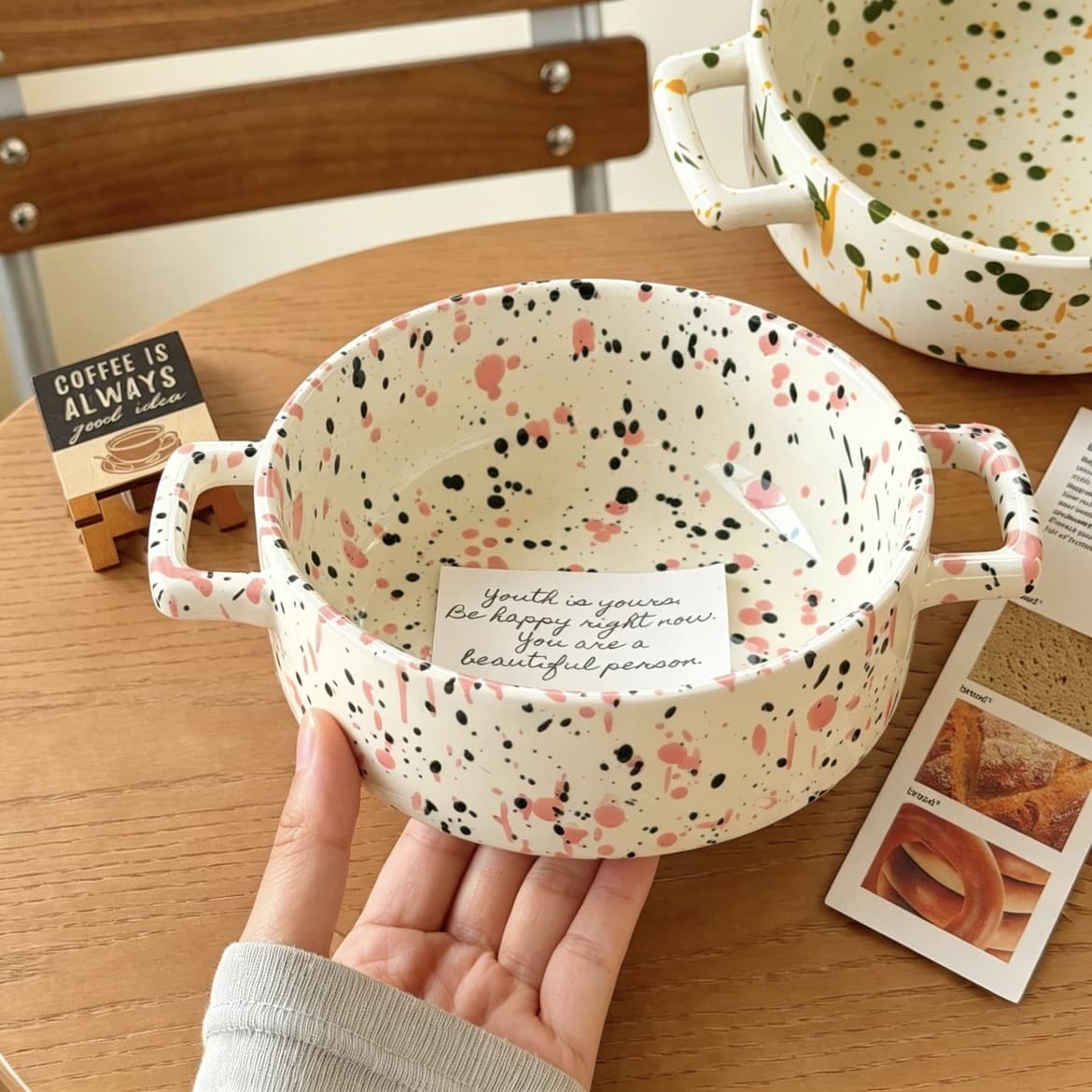 ins Korean color splash ink breakfast bowl cereal bowl fruit bowl dessert bowl high-end underglaze color ceramic salad bowl