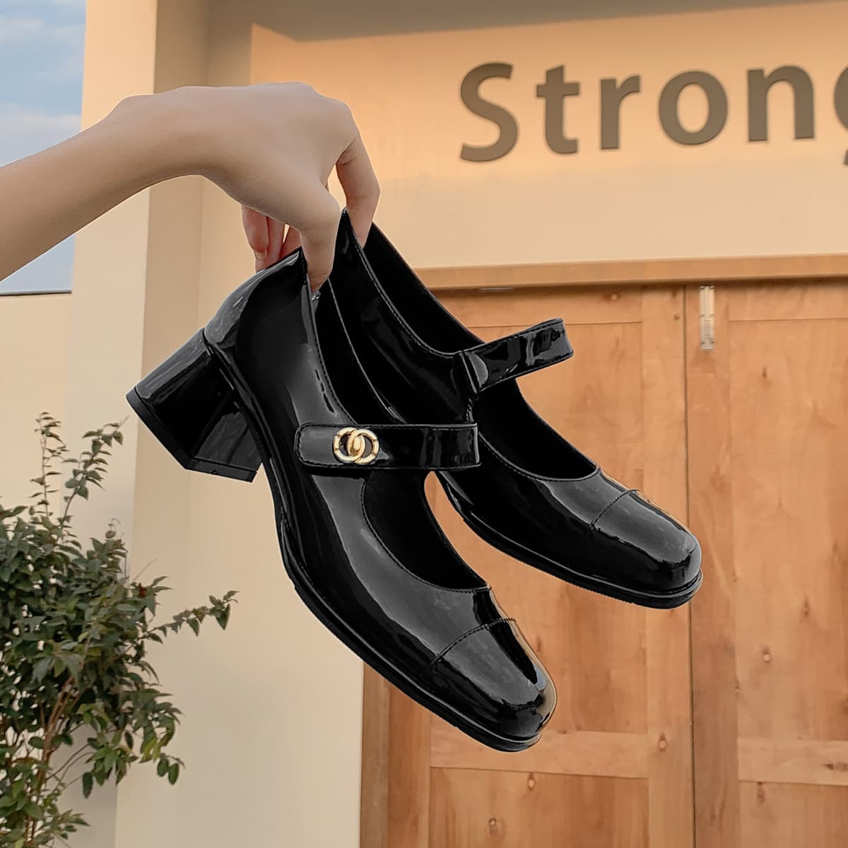 Weiwei Girl 216 Chunky Mary Jane Shoes for Women Spring Chanel-Style High Heels Elegant Single Strap Block Heel Shoes